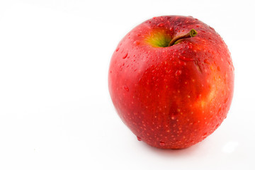 red apple with copy space on the left