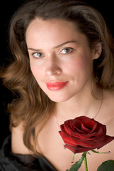 beautiful lady with red rose. portrait