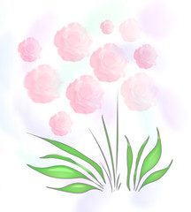 pink rose bouquet art