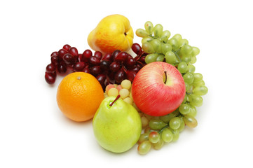 selection of various fruits isolated on white