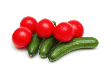 cucumbers and potatoes isolated on the white