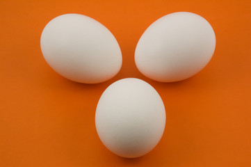 three white eggs on orange