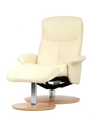 off-white recliner with footstool