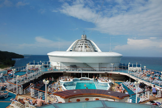 top pool deck on modern cruise ship