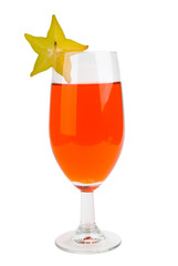 orange cocktail with a star fruit