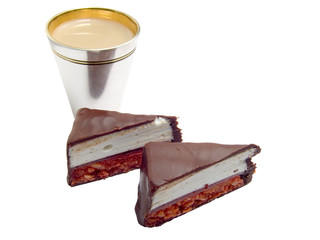 chocolate sweets and wine-glass with liquor