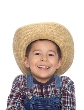 boy in cowboy hat and overalls 3