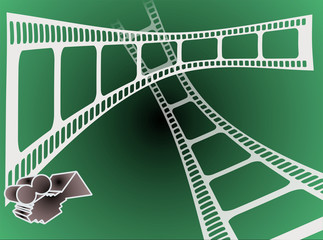 white film strip and grey camera