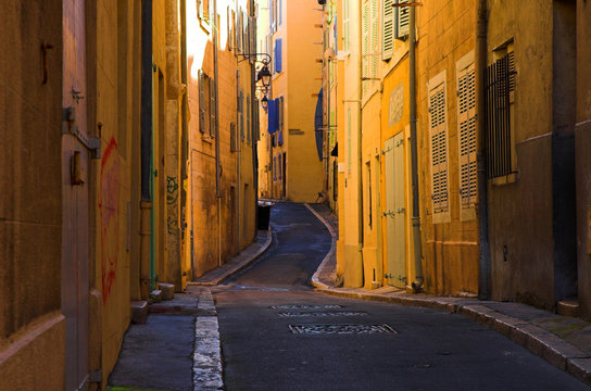 bend streets in the old port part of marseille