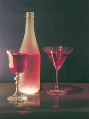 two glasses of pink champagne