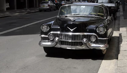 Crédence de cuisine en verre imprimé Voitures anciennes cubaines voiture ancienne noire