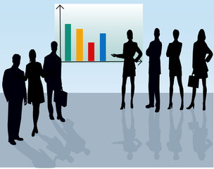 Obraz premium business team - silhouettes illustration