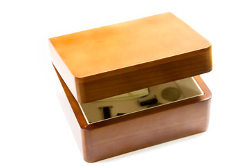 half-open wooden box