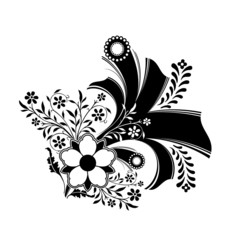 abstract floral decoration artwork in black color, vector illust