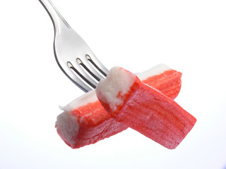 fork and crab meat