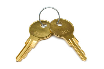 two yellow keys on ring