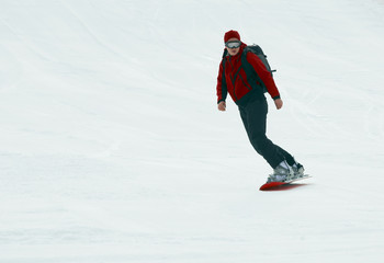 Fototapeta na wymiar snowboarder on snow slope