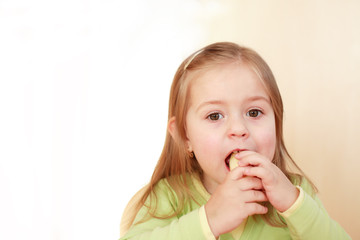 beautiful small girl eating