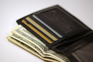 wallet with money and credit cards