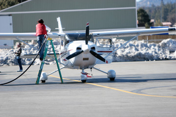 Obraz premium small airplane maintenance
