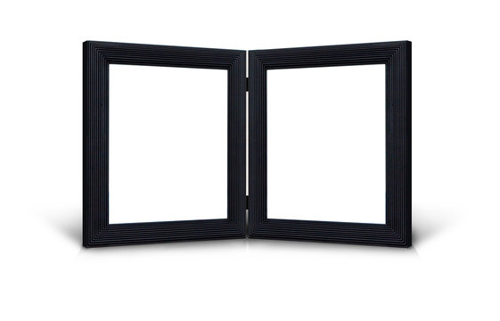 twin black hinged picture frames