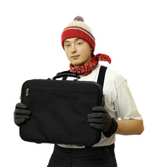 young man with bag