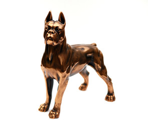 copper sculpture boxer dog