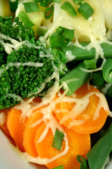carrot, broccoli and beans with cheese