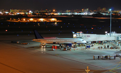 airport general view seen at night
