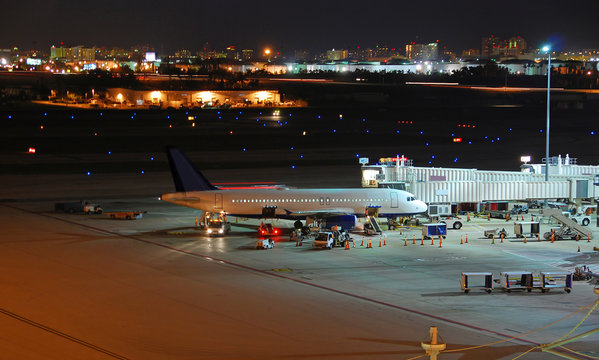 airport general view seen at night