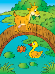 Obraz na płótnie Canvas goat and duck