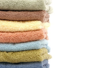 stack of colorful cotton towels