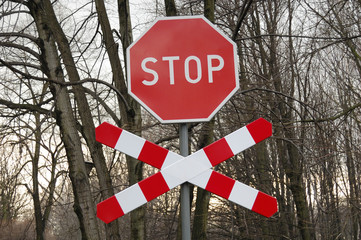 stop sign - railway crossing