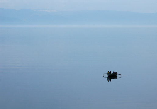 fishermen on baikal lake