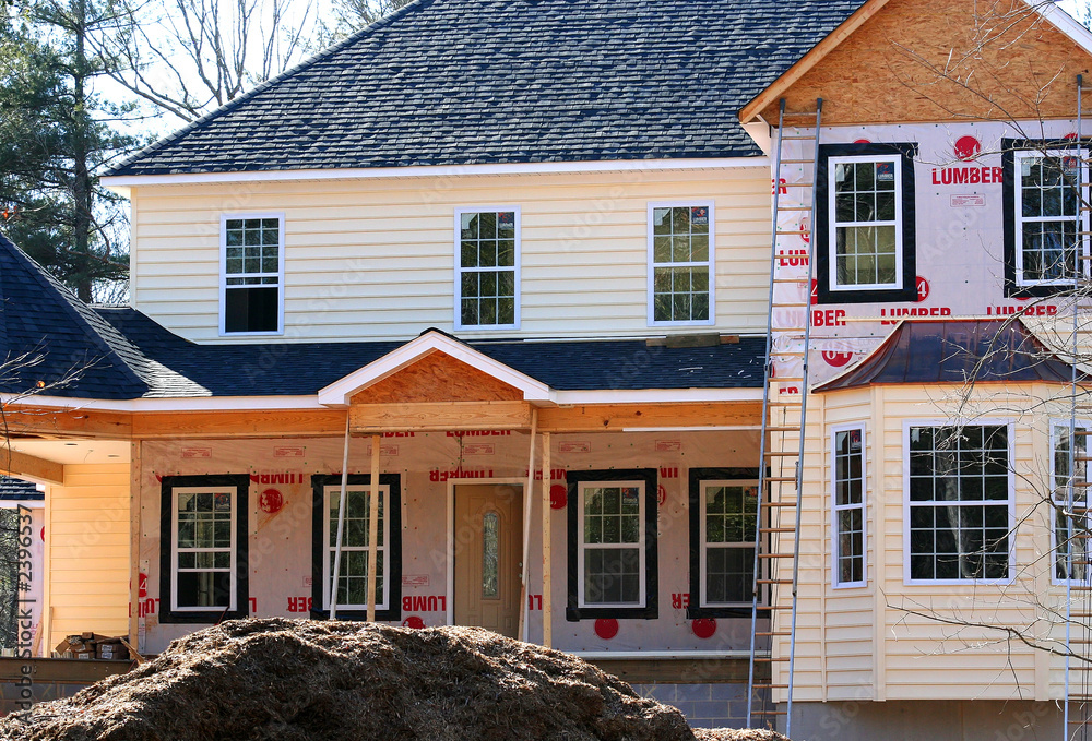 Wall mural house under construction