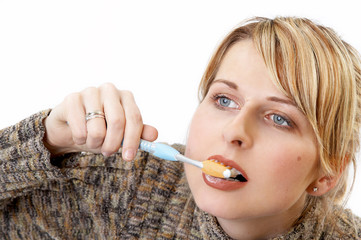 washing teeth