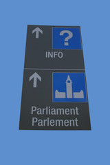 information and parliament direction sign