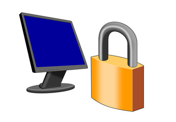 monitor with padlock