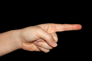 fingerzeig, isoliert auf schwarz
