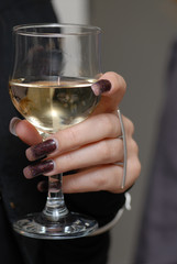 glass with red wine.