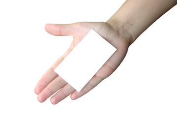 Obraz premium holding blank business card