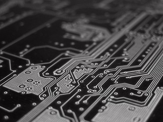 circuit intégré noir et blanc