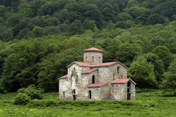 orthodox temple of 11 centuries in mountains of caucasus