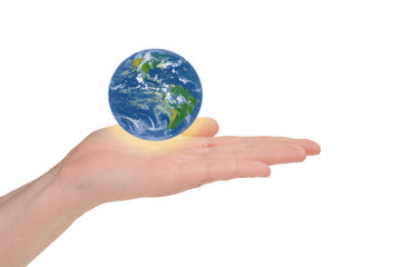 business woman holding earth in her hand
