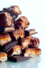a mountain of chocolate bars