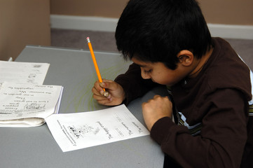 kid doing homework