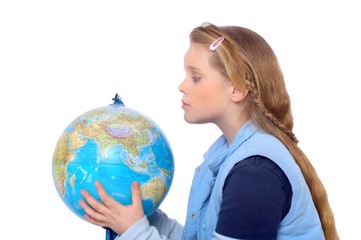 girl is searching the world