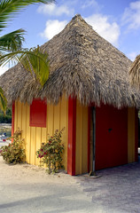 Fototapeta na wymiar beach hut at coco cay