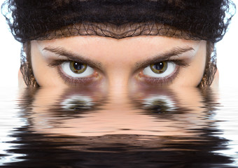 arabian woman close-ups green eye look