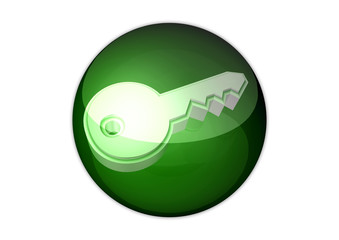 key icon 3d aqua button